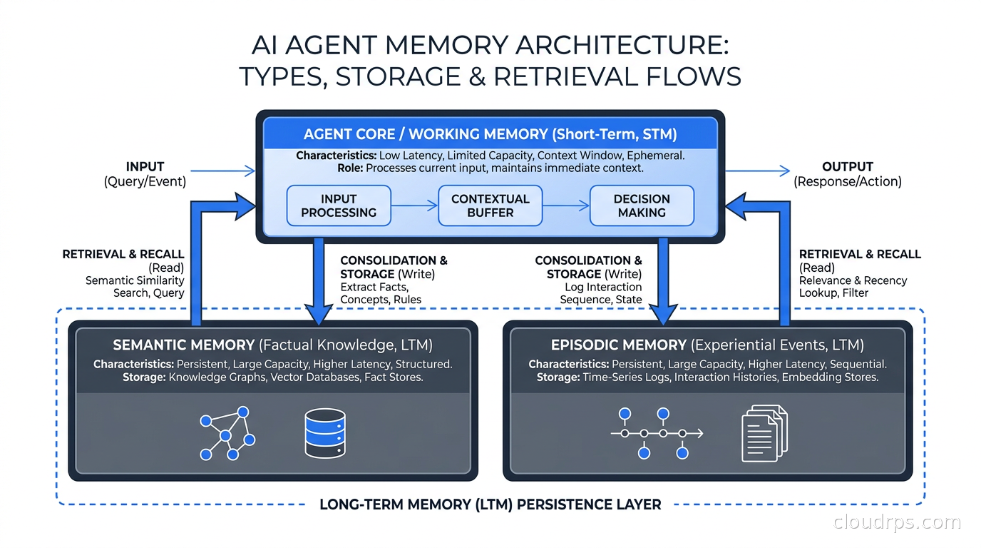 Types of agent memory and their storage and retrieval characteristics