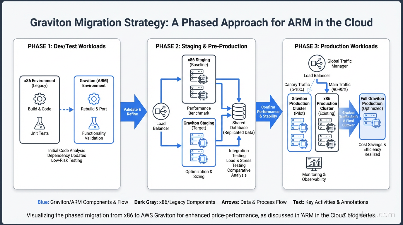 Graviton migration strategy: phased approach from dev/test to staging to production workloads