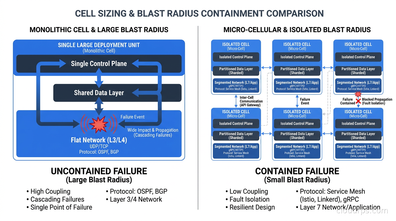 Cell sizing and blast radius containment comparison