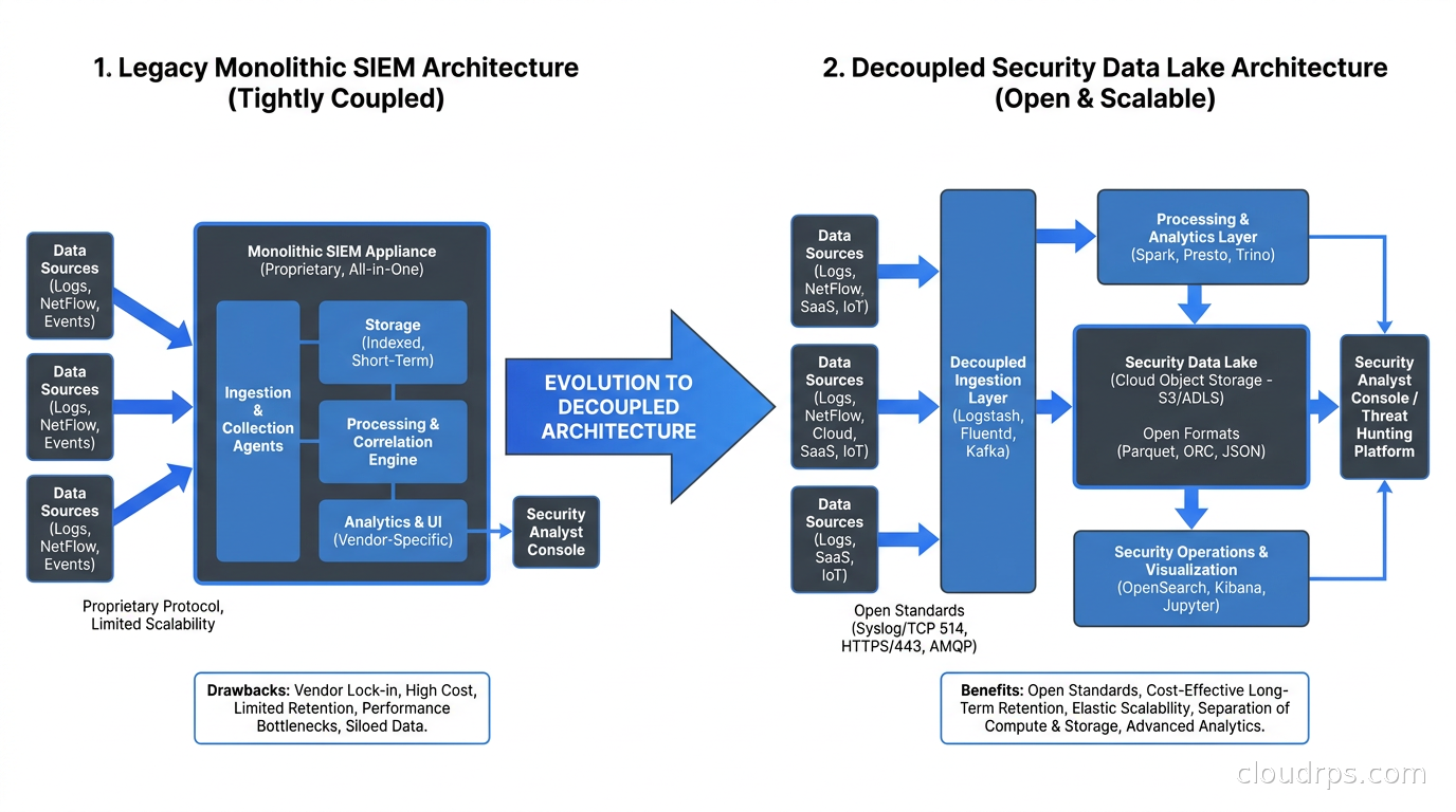 The evolution from legacy monolithic SIEM to the decoupled security data lake architecture