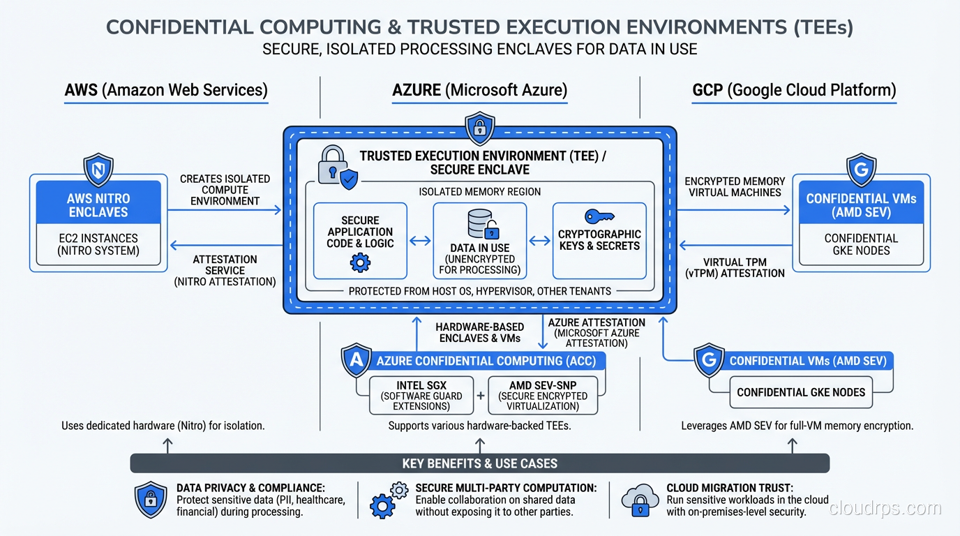 Cloud provider confidential computing offerings across AWS, Azure, and GCP