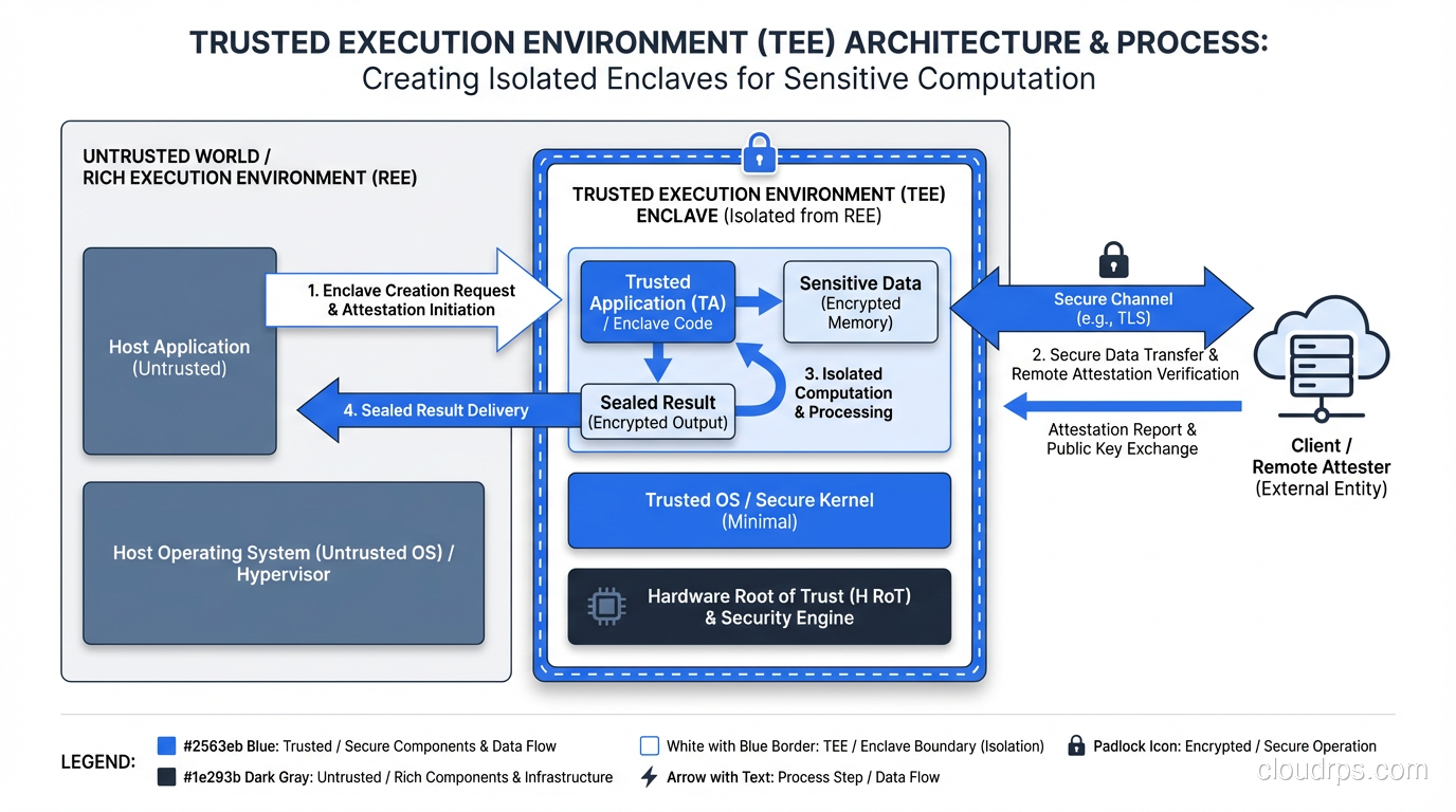 How trusted execution environments create isolated enclaves for sensitive computation
