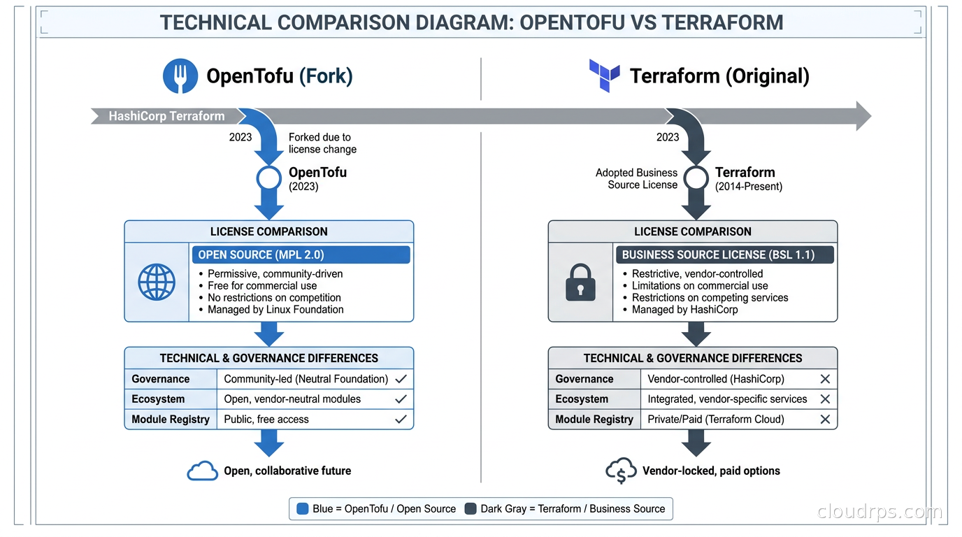 OpenTofu vs Terraform fork timeline and license comparison