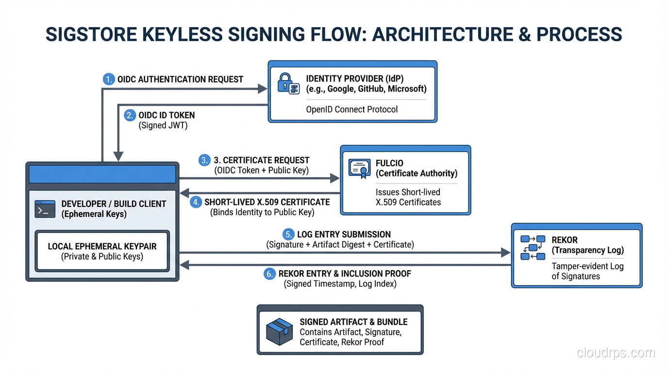 Sigstore keyless signing flow diagram