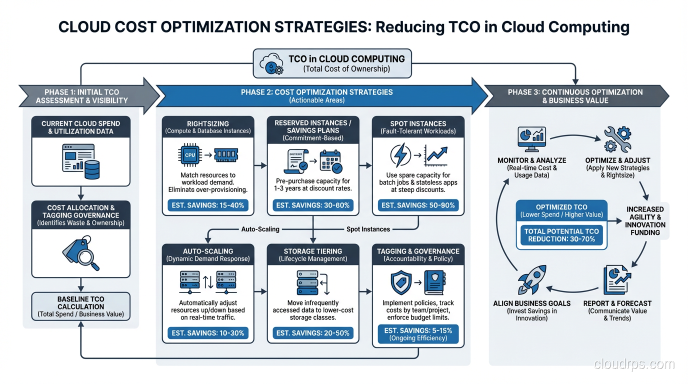 Cloud cost optimization strategies with estimated savings percentages